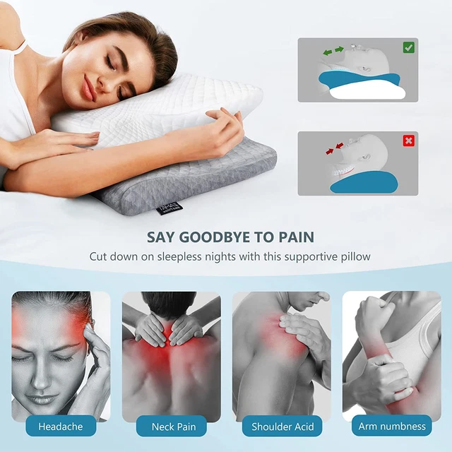 Orthopedic Contour Pillows for Sleeping with Cooling Pillowcase, Adjustable Cerv