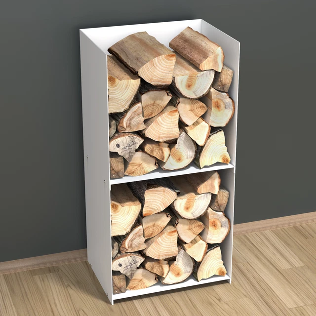 Porte-bûches En Métal Forme U - 60x20x33 Cm - Pour Cheminée Intérieur Et Extérieur