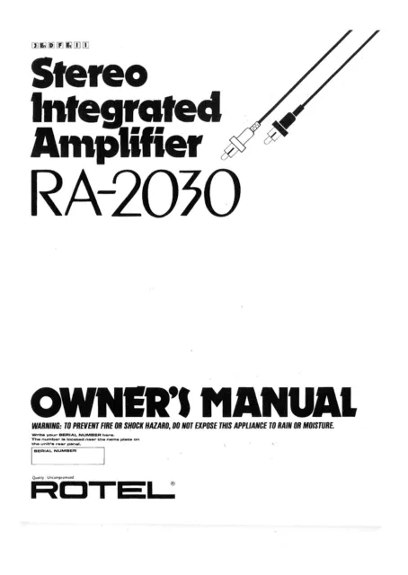 Bedienungsanleitung-Operating Istruzioni per Rotel RA-2030
