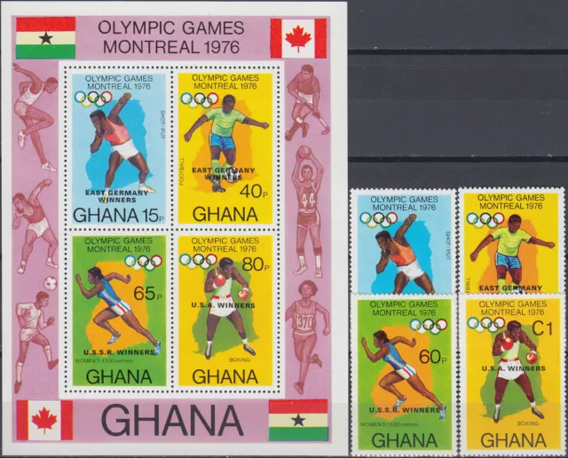 Ghana Set & S/S Olympic Games Montreal '76 Winners O/P 1977 MNH-11,50 Euro