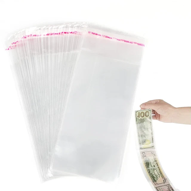 100pcs Cake Money Box Transparent Bag,Resealable Cellophane Adhesive
