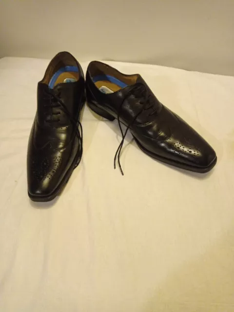 HENLEY COLLECTION MADE In England Mens Black Leather Shoes Size UK