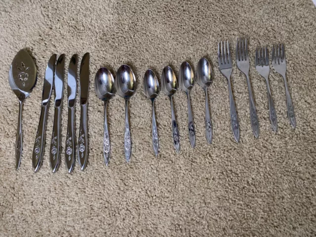 Oneida Community MY ROSE Stainless Flatware Set Of 15