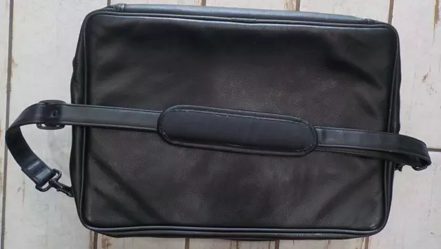 Case-Tek Inc Chicago IL Black Leather Computer Briefcase 17"x12"x6" Made in USA
