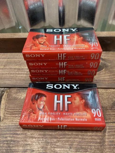 5 - Sony HF 90 Minute Blank Audio Cassette Tapes High Fidelity C-90HFL - Sealed