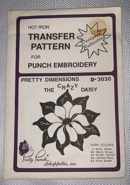E3 '87 Bonito Punzón Bordado Hierro Patrón De Transferencia De Color 3030 Crazy Margarita