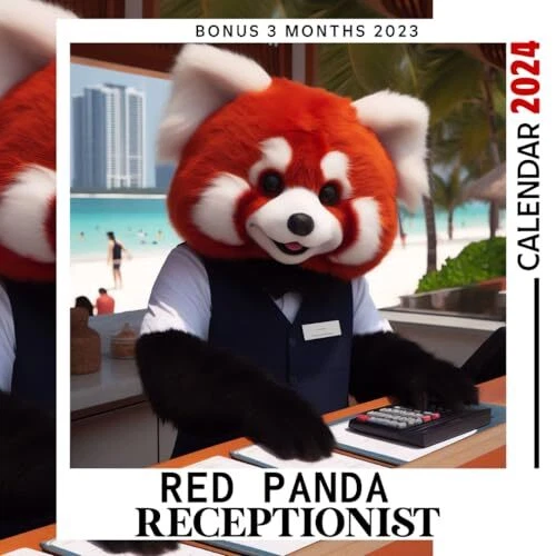RED PANDA RECEPTIONIST Calendar 2024 Jan 2024 to Dec 2024 Bonus 3