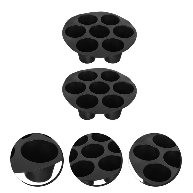 2 piezas sartén de gel de sílice molde para pasteles de 7 orificios freidora de aire cupcake negra