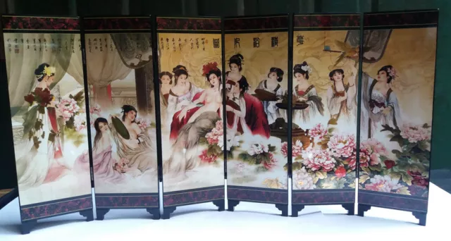 Vintage Japanese Screen Painting Yang Yuhuan Portrait Lady Sexy Beautiful Women