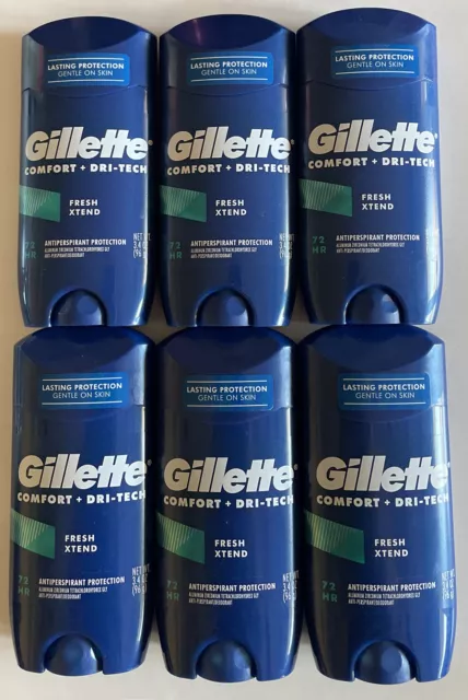 6 Gillette Comfort + Dri-Tech Fresh Xtend Lasting Protection  3.4 oz  Exp 01/24