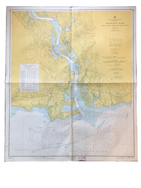Connecticut River Long Island Sound - Deep River Nautical Marine map chart 1962