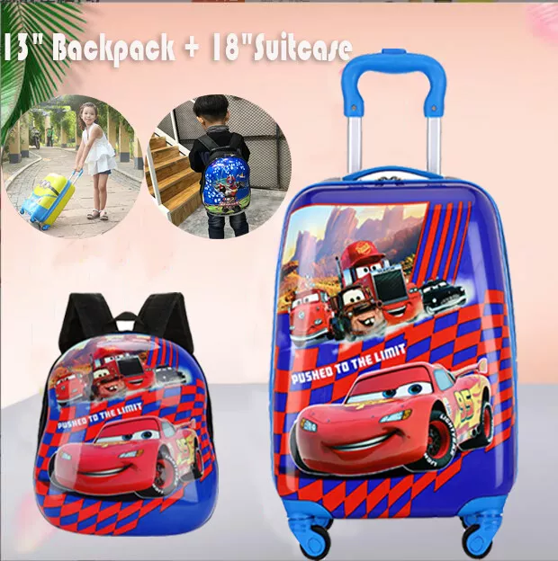 18''+13" Toddler Kids Carry Hard Shell Rolling Suitcase Luggage Travel Backpack