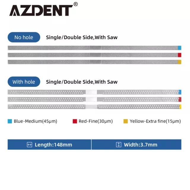 AZDENT Dental Saw Diamond Polishing Strips Orthodontic IPR Strip Fine Medium 2