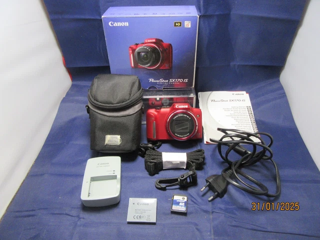 Canon Powershot SX170 IS – Appareil Photo Compact Rouge Avec Zoom 16x, 16MP, Flash Intégré (Occasion, Très Bon État)