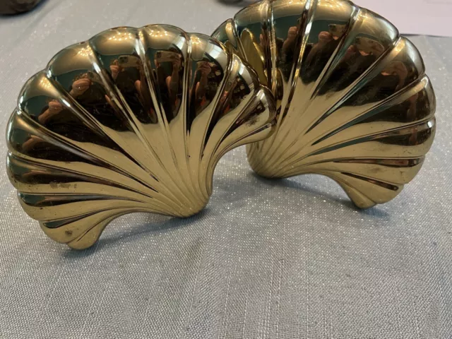 Pair High Quality Brass Shell Fan Curtain Drapery Tie Backs Holders