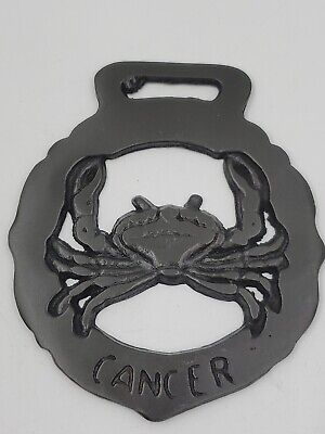 VINTAGE Cancer Crab Zodiac HORSE HARNESS MEDALLION BRIDLE Cast Iron Ornament