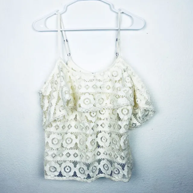 NWT Plenty By Tracy Reese Women’s Size M Ivory Cream Crochet Lace Camisole Top