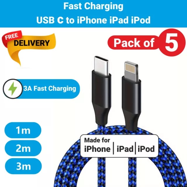 3x 3M 2M PD Fast Charge USB C Charger Cord Data Sync Cable For Apple iPhone iPad