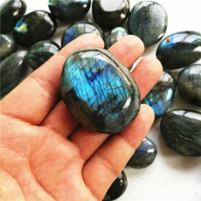Raw Natural Labradorite Crystal Polished Palm Stone Healing Quartz Gemstone Rock