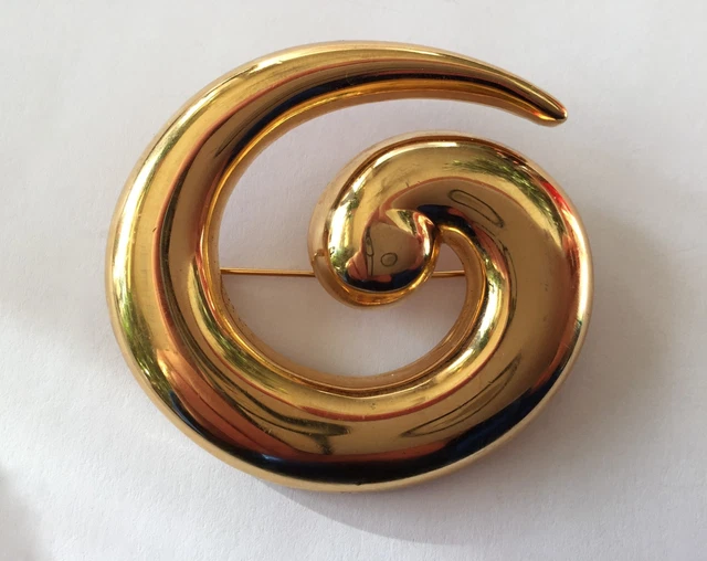 Broche De Revers Vintage Bernard Prioul Paris - Métal Doré - Années 1970 - Bijou Rétro Chic Pour Collectionneuse
