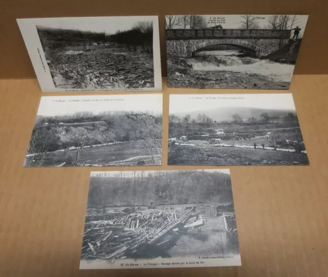 TRAVAIL DU BOIS FLOTTAGE MORVAN env CLAMECY (58) 5 cartes flottage vues diverses