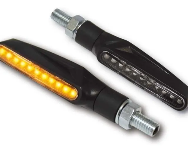indicateur LED paire moto STIX, noir, transparent, M8, 62x20,5x25mm