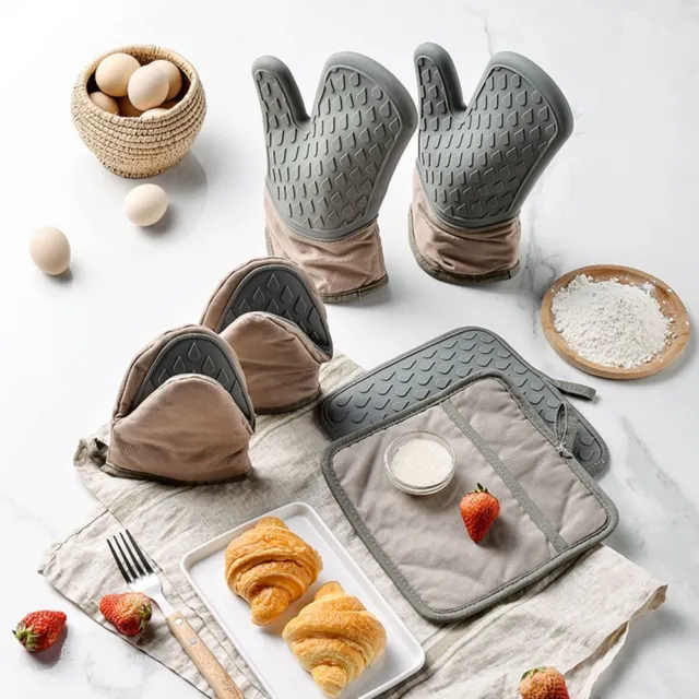Kitchen Baking Anti-Scalding Cotton Insulation Gloves Non-Slip Oven Mitts