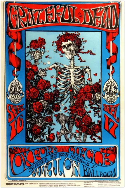 Grateful Dead Poster - Avalon Ballroom Concert - Music Print, Rock Wall Art