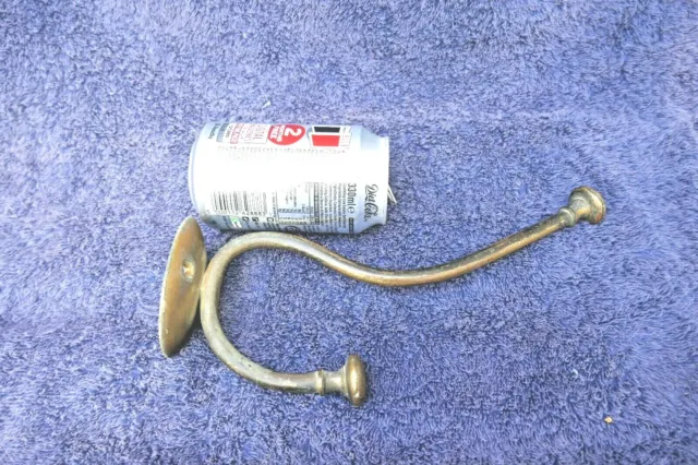Vintage Large French Patinated Brass Coat Hook Hat Hanger Wall Door Under stair