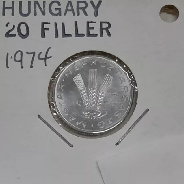 1974 Hungary 20 Filler Aluminum Coin  Wheat Ears  BU