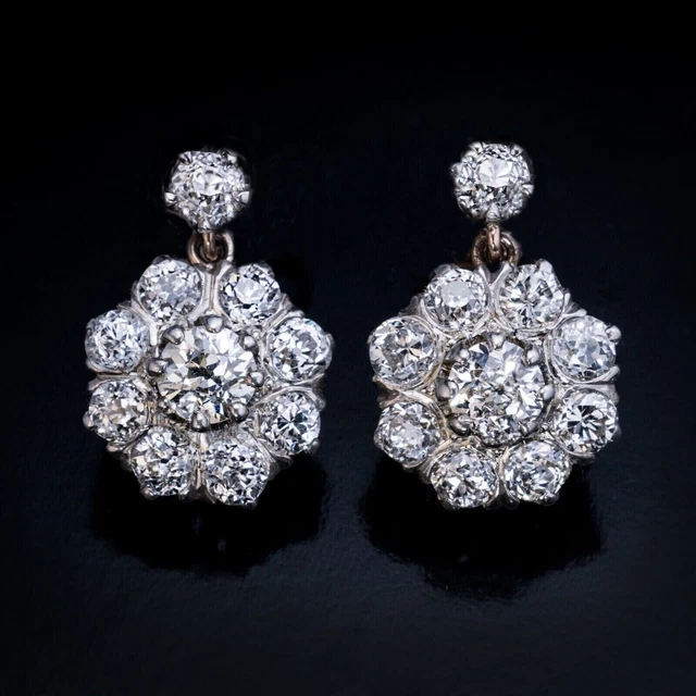 Real Moissanite Drop/Dangle Women's Earring 2Ct Round Cut 14k White Gold Plated