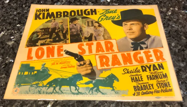 ZANE GREY’s LONE STAR RANGER TITLE CARD+ 1942, 1ST ISSUE, VF-  JOHN KIMBROUGH