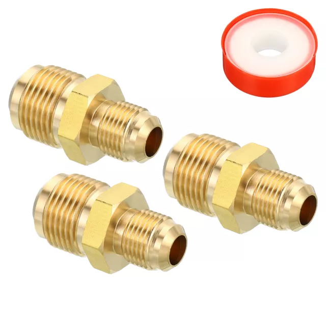 3pcs 3/8 SAE Male x 5/8 SAE Male Flare Connector Brass Pipe Fitting Adapter