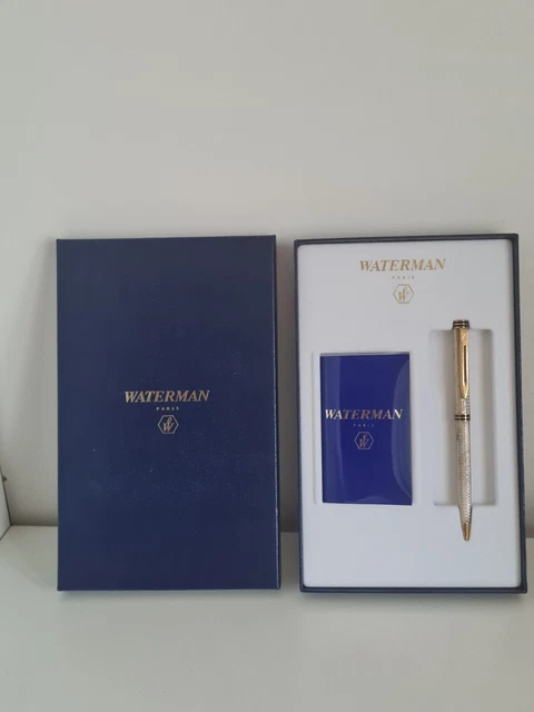 Stylo Bille Waterman DG Ancien - Bande Bleue Argent Massif - Bon état, Fonctionnel