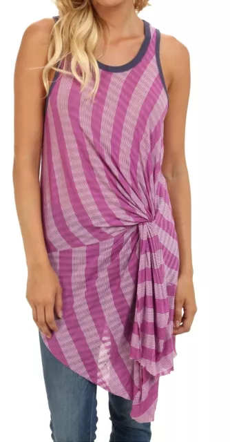 Free People Pink/Azelia Combo Striped Topsy Turny Tank Top - MSRP $78