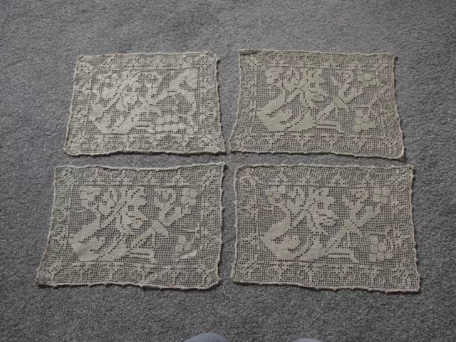 Antique Filet Lace table cover mats Victorian