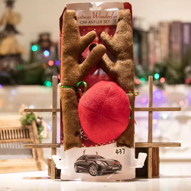 Kit de bois de renne de voiture, bois de décoration de voiture de Noël,  bois de renne et nez pour décorations de voiture, décorations de Noël de