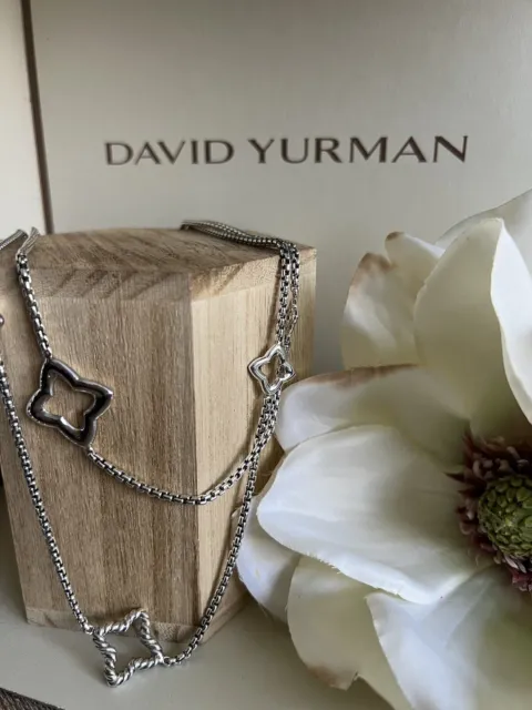 DAVID YURMAN STERLING Silver Quatrefoil Chain Necklace 36” Length $325. ...
