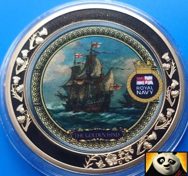2020 Ships of the Royal Navy HMS GOLDEN HIND 40mm Commemorative Coin Medal