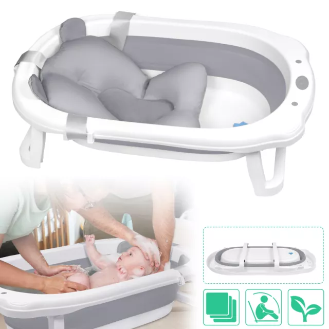 82 cm Baby Badewanne Faltbare Reisebadewanne Babywanne mit Kissen für 0-8 Jahre