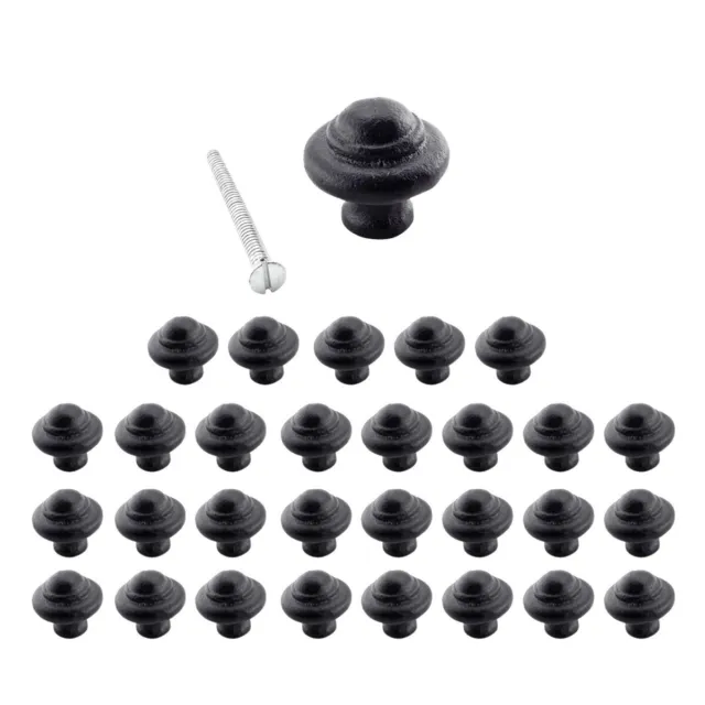 30 Cast Iron Cabinet Knobs Black Round 1-1/8" Dia. | Renovator's Supply