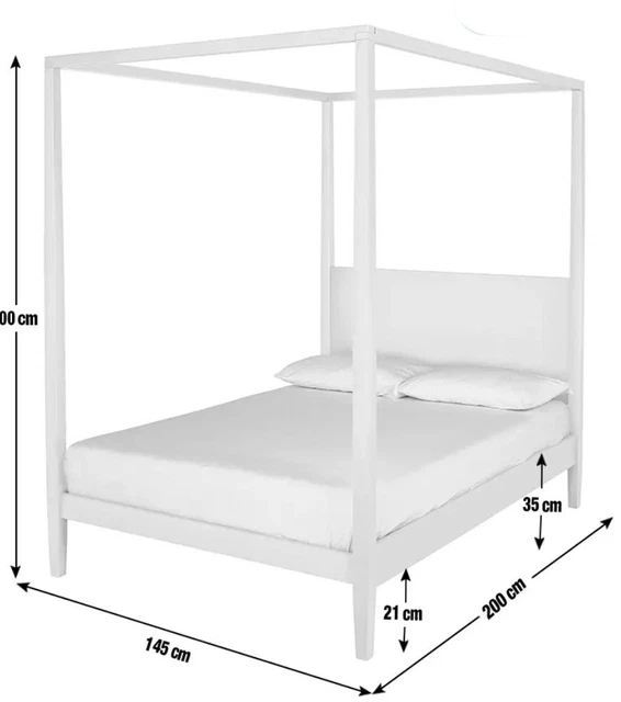 HABITAT BLISSFORD 4 Poster Double Wooden Bed Frame White £195.00