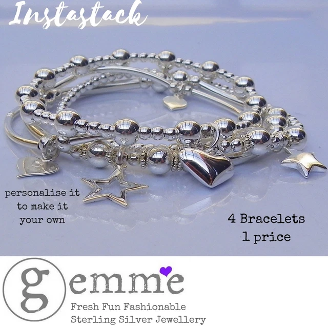 Sterling Silver Heart Stacking Bracelet (Large) – Silver Secrets
