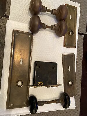 Vintage Antique Locks Brass Door Knobs And Face Plates