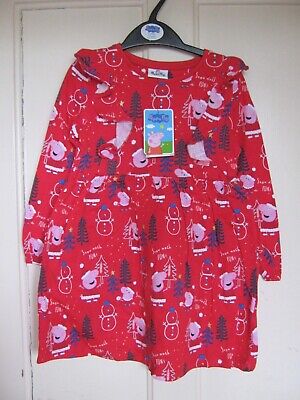 Girls Peppa Pig Tu Red Christmas Design Dress 3-4 Years New Bnwt Gift