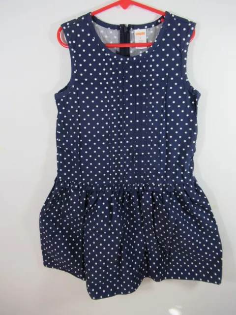 Gymboree Polka Dot Dress Girls Size 8 Navy Blue Sleeveless Cotton