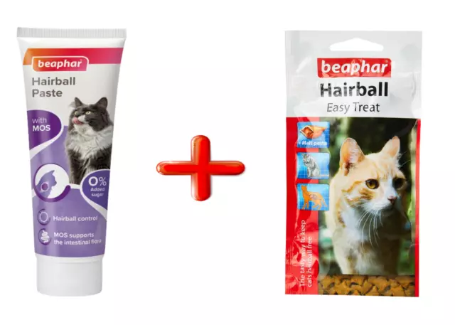 Beaphar Hairball Paste 2 in 1 Cat Kitten + Beaphar Hairball Easy Treats for Cats