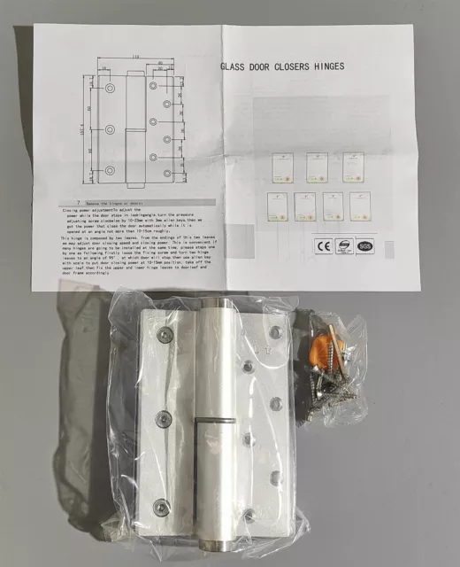 2x Aluminum Hydraulic Glass Door Butt Hinges (Left)