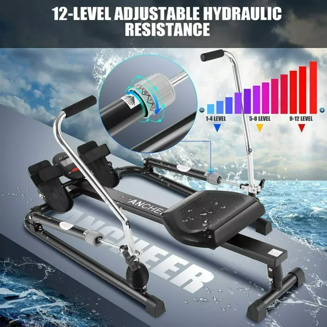 Rudergerät Hydraulic Rower Training Fitnessgeräte LCD Anzeige Rudermaschine DHL