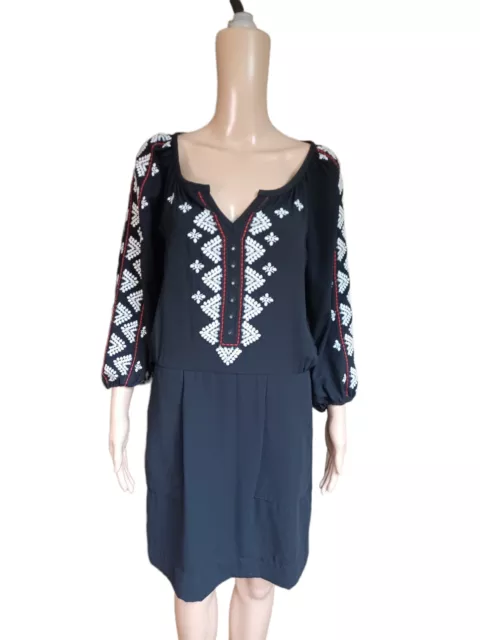 Nanette Lepore Womens Long Sleeve Sheath Dress Knee Length Embroidery Size 4